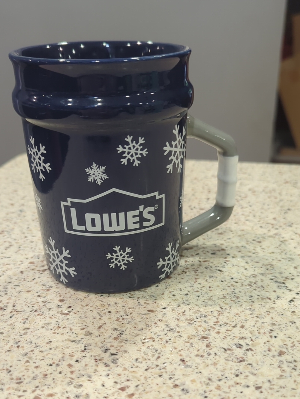 Lowe’s Holiday Mug 2025 Blue / White Snowflakes Mini Bucket. Brand New!